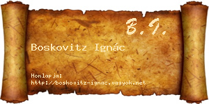 Boskovitz Ignác névjegykártya